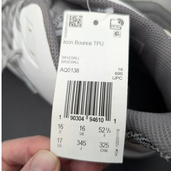 Adidas Baseball Cleats Mens 17 Icon Bounce TPU Plastic Cleat White Silver AQ0138 main image 8